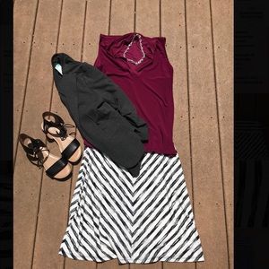 A-LINE STRIPED CONTEMPORARY SKIRT 12-14 La…